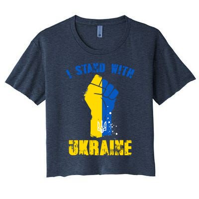 I Stand With Ukraine Fist Trident Support Women's Crop Top Tee