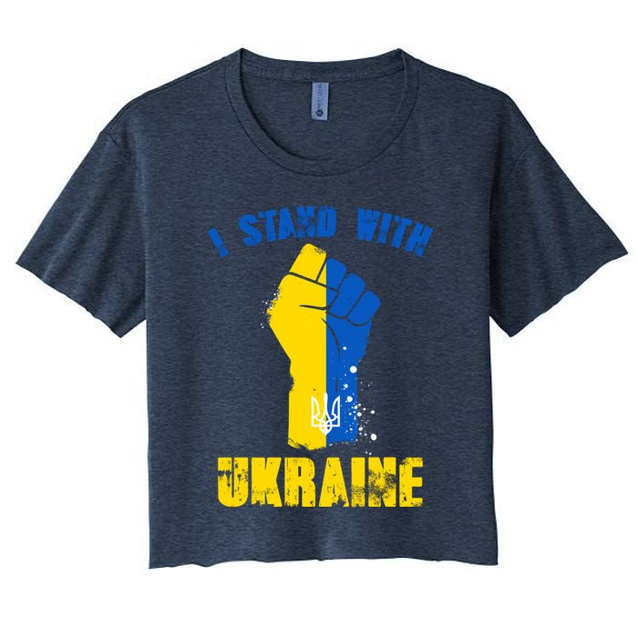 I Stand With Ukraine Fist Trident Support Crop Top