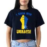 I Stand With Ukraine Fist Trident Support Crop Top