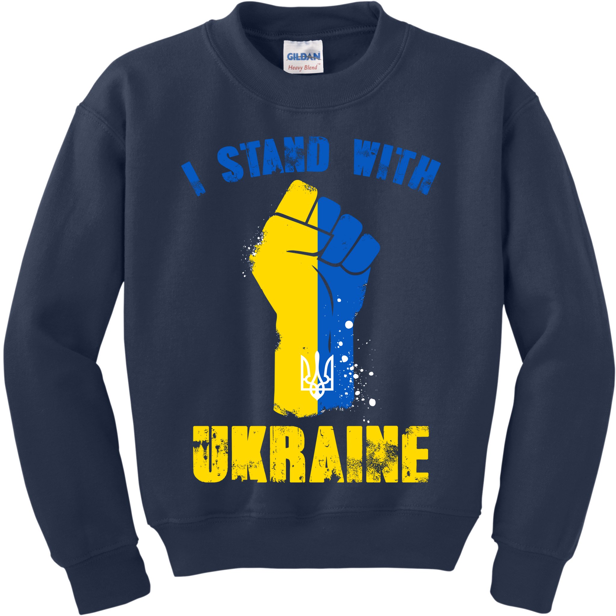 I Stand With Ukraine Fist Trident Support Kids Sweatshirt