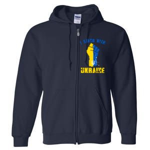 I Stand With Ukraine Fist Trident Support Full Zip Hoodie