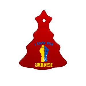 I Stand With Ukraine Fist Trident Support Ceramic Tree Ornament