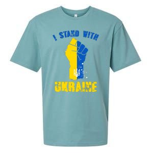 I Stand With Ukraine Fist Trident Support Sueded Cloud Jersey T-Shirt