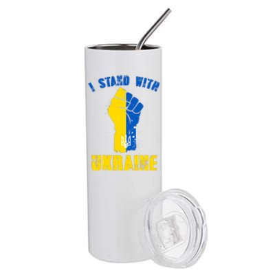 I Stand With Ukraine Fist Trident Support Stainless Steel Tumbler