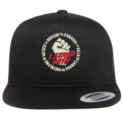 I Stand With Canada Greenland Mexico Panama Gaza Ukraine Flat Bill Trucker Hat