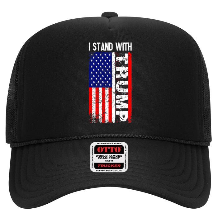 i stand with president trump pro trump supporter anti biden High Crown Mesh Back Trucker Hat