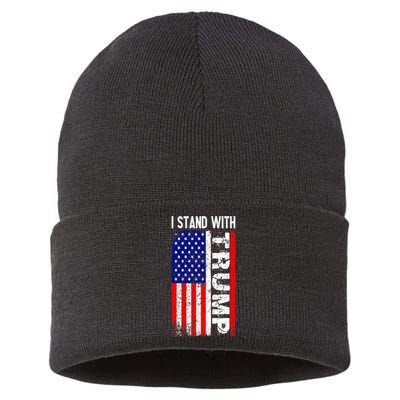 i stand with president trump pro trump supporter anti biden Sustainable Knit Beanie