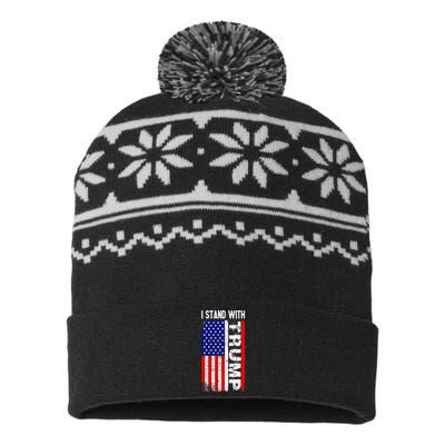 i stand with president trump pro trump supporter anti biden USA-Made Snowflake Beanie