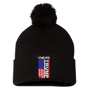 i stand with president trump pro trump supporter anti biden Pom Pom 12in Knit Beanie