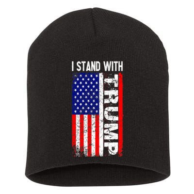 i stand with president trump pro trump supporter anti biden Short Acrylic Beanie