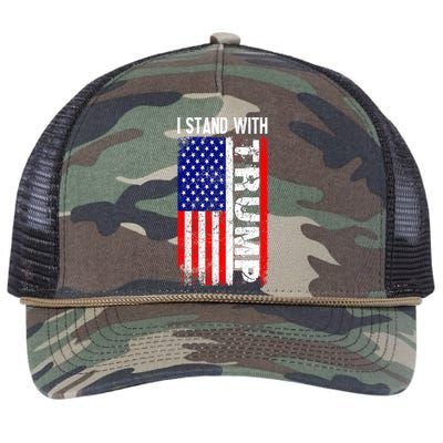 i stand with president trump pro trump supporter anti biden Retro Rope Trucker Hat Cap