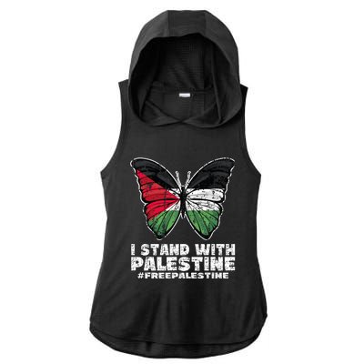 I Stand With Palestine For Their Freedom Free Palestine Ladies PosiCharge Tri-Blend Wicking Draft Hoodie Tank