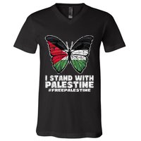 I Stand With Palestine For Their Freedom Free Palestine V-Neck T-Shirt