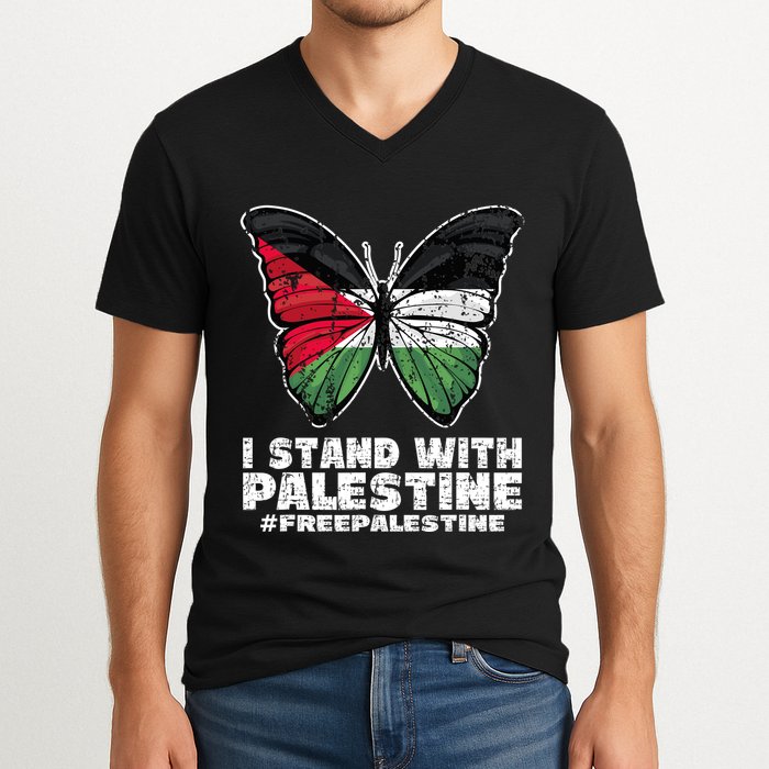 I Stand With Palestine For Their Freedom Free Palestine V-Neck T-Shirt