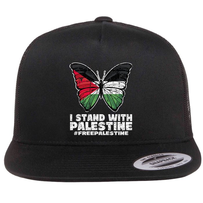 I Stand With Palestine For Their Freedom Free Palestine Flat Bill Trucker Hat