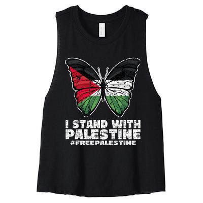 I Stand With Palestine For Their Freedom Free Palestine Women's Racerback Cropped Tank