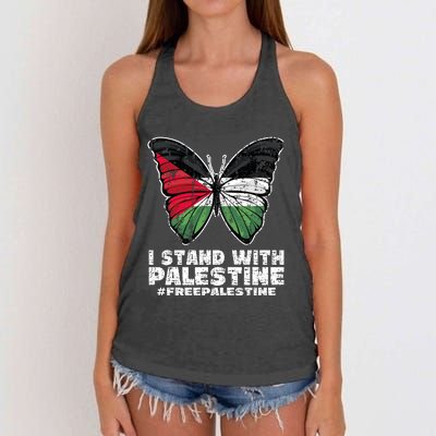 I Stand With Palestine For Their Freedom Free Palestine Women's Knotted Racerback Tank