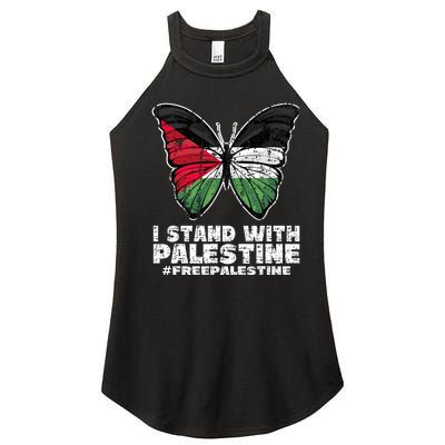 I Stand With Palestine For Their Freedom Free Palestine Women’s Perfect Tri Rocker Tank