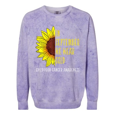 In September Wear Gold Childhood Cancer Awareness Sunflower Colorblast Crewneck Sweatshirt