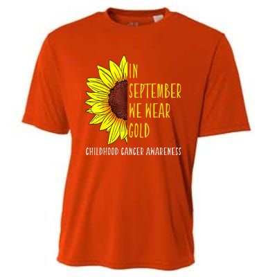 In September Wear Gold Childhood Cancer Awareness Sunflower Cooling Performance Crew T-Shirt