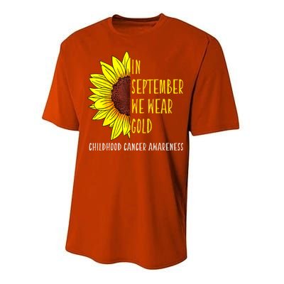 In September Wear Gold Childhood Cancer Awareness Sunflower Performance Sprint T-Shirt