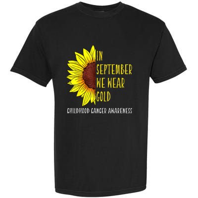 In September Wear Gold Childhood Cancer Awareness Sunflower Garment-Dyed Heavyweight T-Shirt