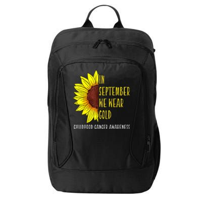 In September Wear Gold Childhood Cancer Awareness Sunflower City Backpack