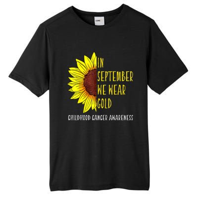 In September Wear Gold Childhood Cancer Awareness Sunflower Tall Fusion ChromaSoft Performance T-Shirt