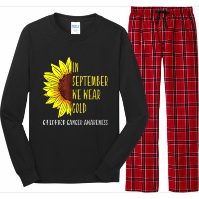 In September Wear Gold Childhood Cancer Awareness Sunflower Long Sleeve Pajama Set