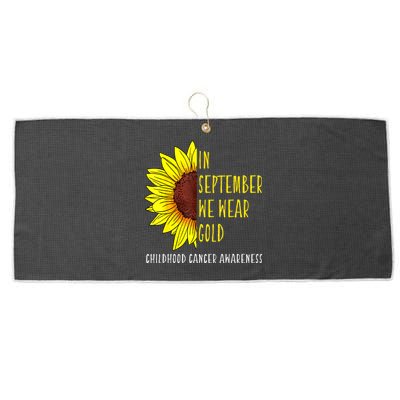 In September Wear Gold Childhood Cancer Awareness Sunflower Large Microfiber Waffle Golf Towel