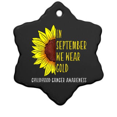 In September Wear Gold Childhood Cancer Awareness Sunflower Ceramic Star Ornament