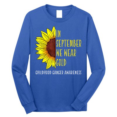 In September Wear Gold Childhood Cancer Awareness Sunflower Long Sleeve Shirt