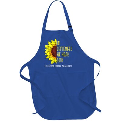 In September Wear Gold Childhood Cancer Awareness Sunflower Full-Length Apron With Pockets