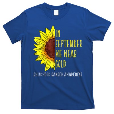 In September Wear Gold Childhood Cancer Awareness Sunflower T-Shirt