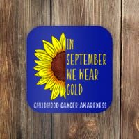 In September Wear Gold Childhood Cancer Awareness Sunflower Coaster