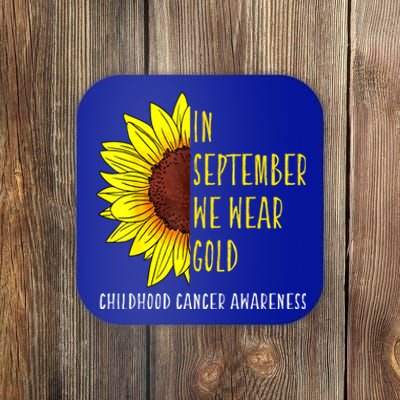 In September Wear Gold Childhood Cancer Awareness Sunflower Coaster