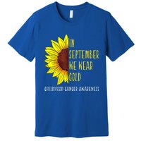 In September Wear Gold Childhood Cancer Awareness Sunflower Premium T-Shirt