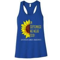 In September Wear Gold Childhood Cancer Awareness Sunflower Women's Racerback Tank