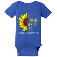 In September Wear Gold Childhood Cancer Awareness Sunflower Baby Bodysuit