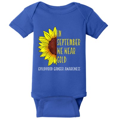 In September Wear Gold Childhood Cancer Awareness Sunflower Baby Bodysuit