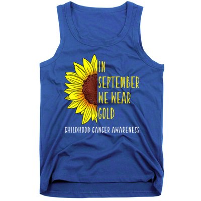 In September Wear Gold Childhood Cancer Awareness Sunflower Tank Top