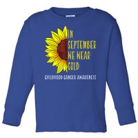 In September Wear Gold Childhood Cancer Awareness Sunflower Toddler Long Sleeve Shirt