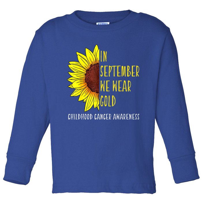 In September Wear Gold Childhood Cancer Awareness Sunflower Toddler Long Sleeve Shirt