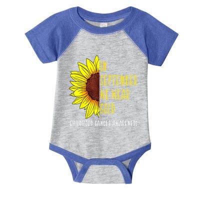 In September Wear Gold Childhood Cancer Awareness Sunflower Infant Baby Jersey Bodysuit