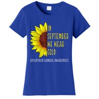 In September Wear Gold Childhood Cancer Awareness Sunflower Women's T-Shirt