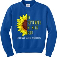 In September Wear Gold Childhood Cancer Awareness Sunflower Kids Sweatshirt