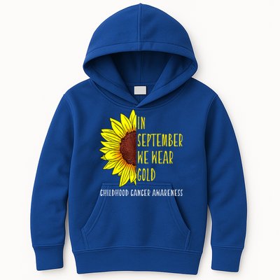 In September Wear Gold Childhood Cancer Awareness Sunflower Kids Hoodie