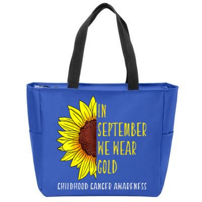 In September Wear Gold Childhood Cancer Awareness Sunflower Zip Tote Bag