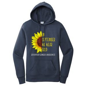 In September Wear Gold Childhood Cancer Awareness Sunflower Women's Pullover Hoodie