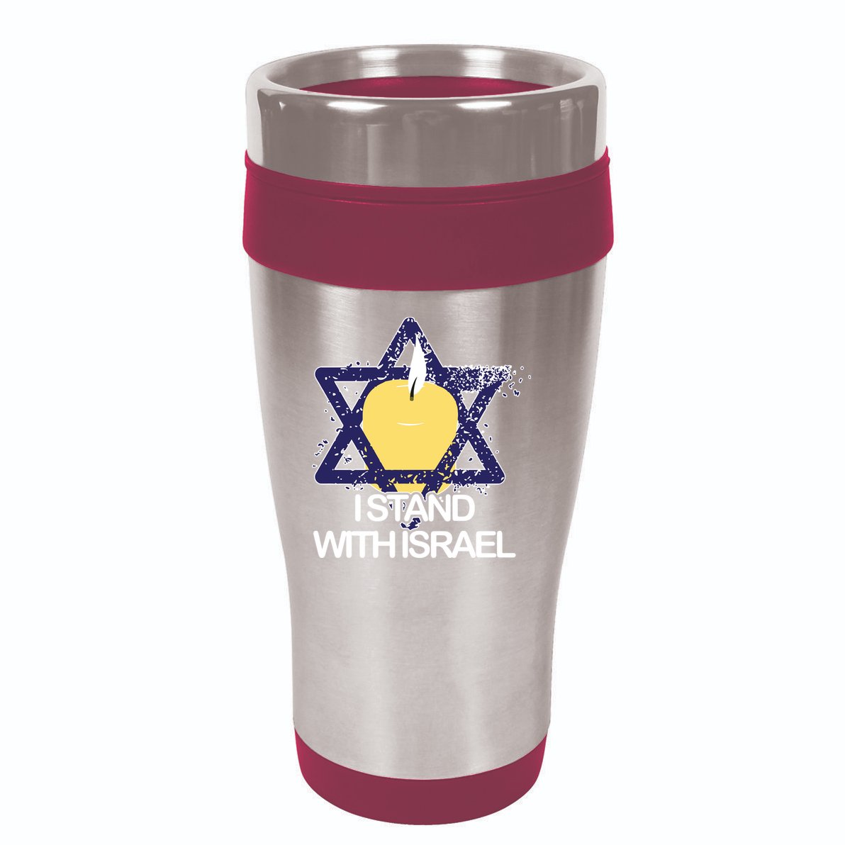 I Stand With Israel Jewish Sweater Israeli 16oz Travel Tumbler